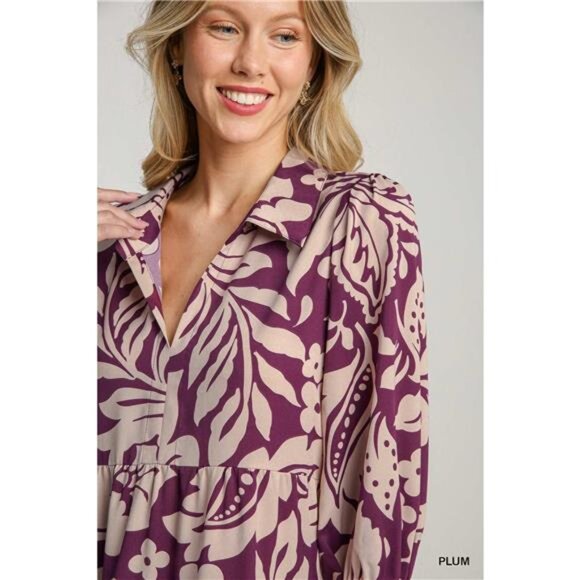 ✨NWT‎ Umgee Floral Print Tiered Midi Dress - Picture 4 of 4